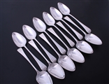 A good set of George III Old English pattern sterling silver table spoons