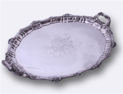 ROTHSCHILD: A magnificent George IV two handled sterling silver tray