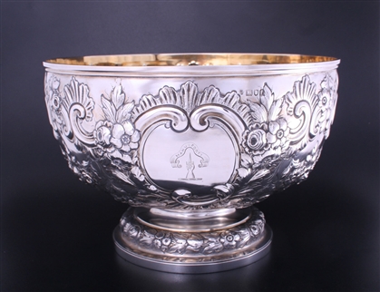 A fine and large Victorian sterling silver presentation rose bowl