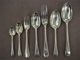 A Victorian canteen of Old English bead edge pattern sterling silver flatware