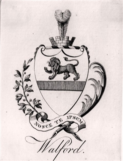 A 19th century armorial bookplate for Walford