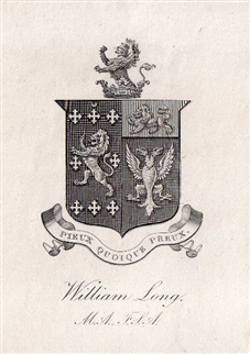 A 19th century armorial bookplate for Long