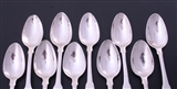 A set of ten George III fiddle pattern sterling silver tea spoons