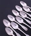 A set of ten George III fiddle pattern sterling silver tea spoons
