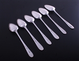 A matched set of Irish 18th century Old English pointed sterling silver dessert spoons