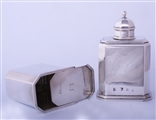 A fine pair of George II sterling silver octagonal tea caddies