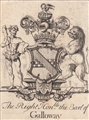 An 18ct century armorial bookplate for Earl of Galloway