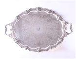 A large George IV Old Sheffield Plate silver two handled tray