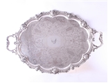 A large George IV Old Sheffield Plate silver two handled tray