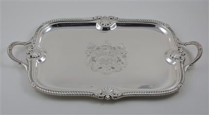 A fine presentation George III sterling silver tray