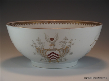 Chinese Armorial Porcelain Punch Bowl LANGTON family coat arms crest clan QIANLONG emperor 中国纹章瓷板乾隆帝