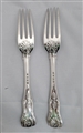 Two Antique Victorian Hallmarked Sterling Silver Kings Pattern Dessert Forks 1844