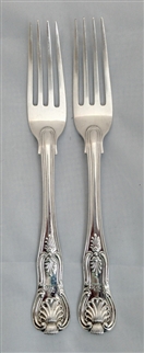 Two Antique Victorian Hallmarked Sterling Silver Kings Pattern Dessert Forks 1844