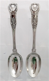 Antique Victorian Sterling Silver Hallmarked Kings Pattern Pair of Dessert Spoons 1851