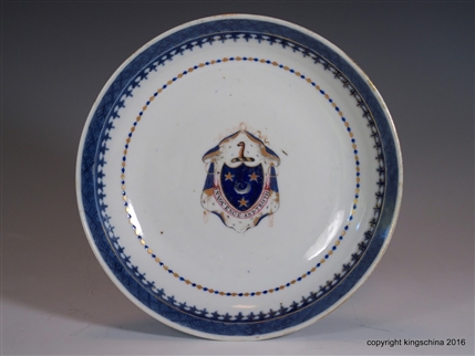 Chinese Armorial Porcelain Saucer ARBUTHNOTT Family Crest Coat of Arms