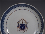 Chinese Armorial Porcelain Saucer ARBUTHNOTT Family Crest Coat of Arms