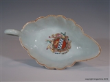 Chinese Armorial Porcelain Sauceboat WILKINSON Family Hilcote Hall Coat of Arms Crest