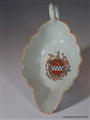 Chinese Armorial Porcelain Sauceboat WILKINSON Family Hilcote Hall Coat of Arms Crest