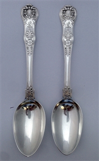 Antique Sterling Silver Hallmarked Pair of William IV Queens Pattern Dessert Spoons 1830