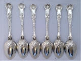 Antique Sterling Silver Hallmarked Set of Six William IV Queens Pattern Dessert Spoons 1830