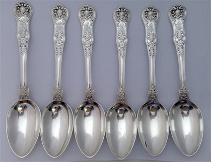 Antique Sterling Silver Hallmarked Set of Six William IV Queens Pattern Dessert Spoons 1830