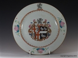 Chinese Armorial Porcelain Plate Coat Arms WEYLAND quartering ROBERTS impaling SHELDON