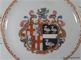 Chinese Armorial Porcelain Plate Coat Arms WEYLAND quartering ROBERTS impaling SHELDON