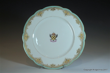 Paris Armorial Porcelain Plate PRINCE DE BROGLIE Chateau de Chaumont