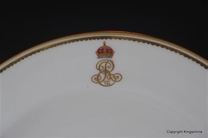 Armorial Porcelain Plate Monogram EDWARD VII Royal Yacht Victoria & Albert CROWN DERBY