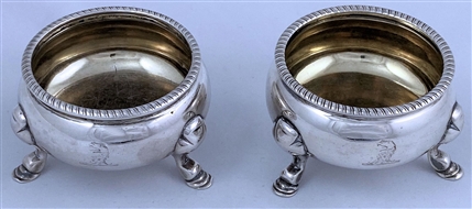 Pair of George II Antique Silver Salt Cellars made in 1737