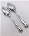 Antique Hallmarked Sterling Silver Pair Victorian Devonshire Pattern Tablespoons 1851