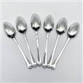 Antique Hallmarked Sterling Silver George III Set 6 Beaded Old English Pattern Teaspoons c.1780