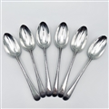 Antique Hallmarked Sterling Silver George III Set 6 Beaded Old English Pattern Teaspoons c.1780