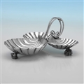 Naturalistic sterling silver shell shaped serving dish