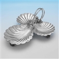 Naturalistic sterling silver shell shaped serving dish