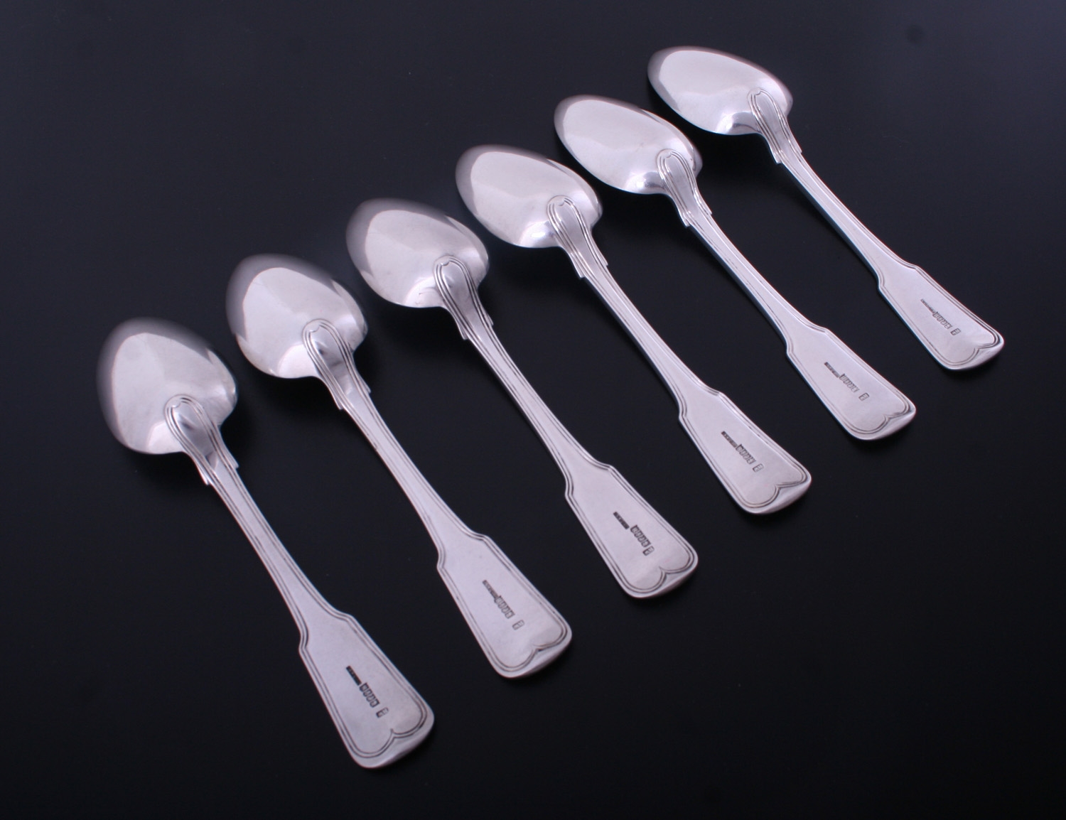 A set of six George III Irish fiddle and thread pattern sterling silver ...